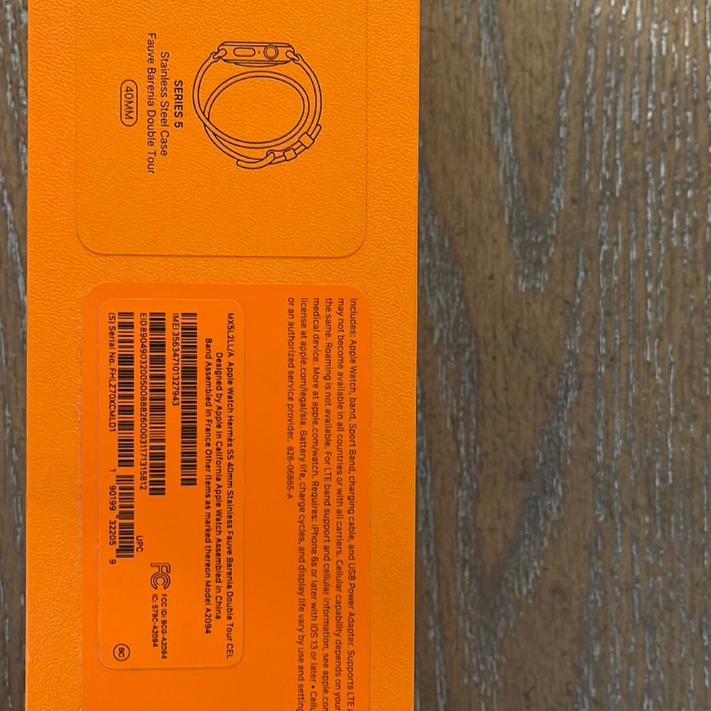 Hermes Apple Watch. Series 5, stainless steel. 40mm. Double wrap leather band